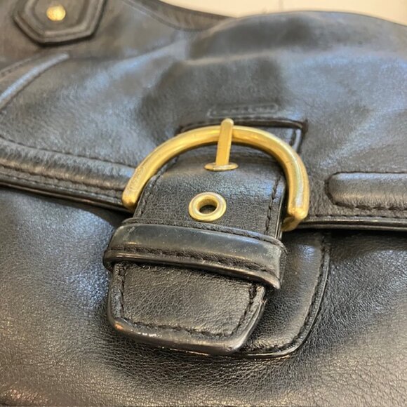 COACH F24961 Black Campbell Large Carryall Tote Leather Shoulder Bag - Picture 5 of 16